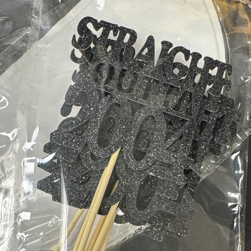 9 total Black Glitter 'Straight Outta 2004' Cake Topper picks all new